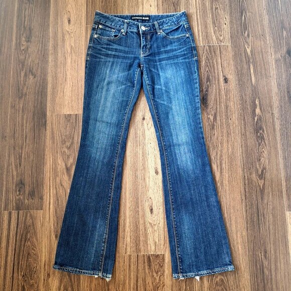 💙 Express Stella Boot Low Rise Jeans Denim Size 4R Western Cowgirl - Picture 8 of 8